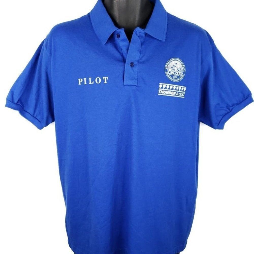 Thunder And Colt Hot Air Balloon Pilot Polo Shirt Vintage 80s 1988 Battle Creek